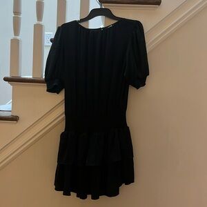 Short sleeve smocked black 1 state mini dress